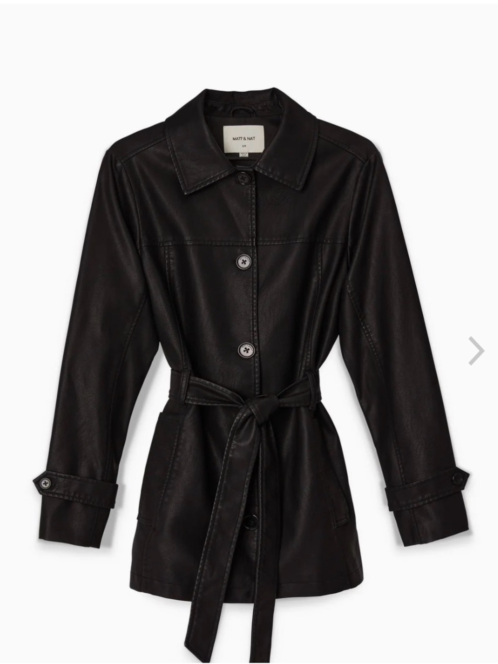 Matt & Nat Black Belted Vegan Leather Jacket